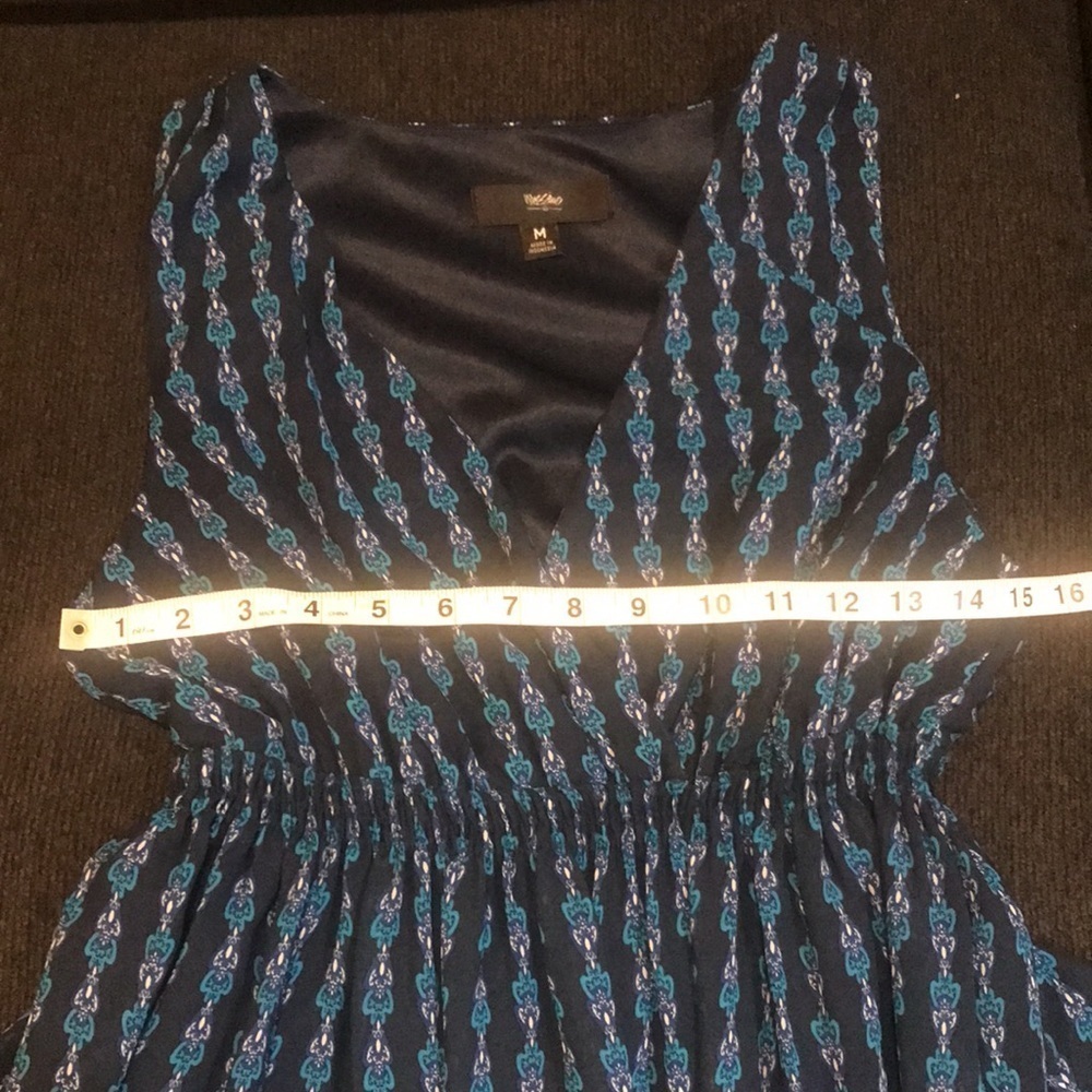 Mossimo Navy Blue/Turquoise/Gold Sleeveless V-Neck Elastic Waist Maxi Dress-M - Picture 9 of 13